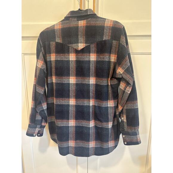 Vintage Pendleton Pearl Snap Shirt Blue Red White Wool High Grade Western Wear L - Picture 2 of 7